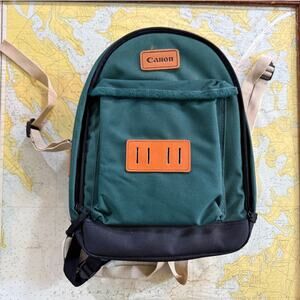 Canon Green Vintage Padded Camera Case Travel Backpack